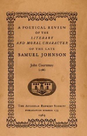 [Gutenberg 29324] • A Poetical Review of the Literary and Moral Character of the late Samuel Johnson (1786)